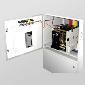 Front View Of 800A Power Distribution Panel With Open Door and Exposed ACB