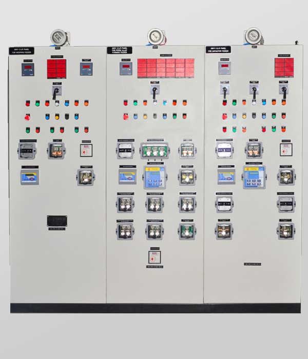 Front View of 33 KV Three Feader Relay & Control Panel (Simplex Type)
